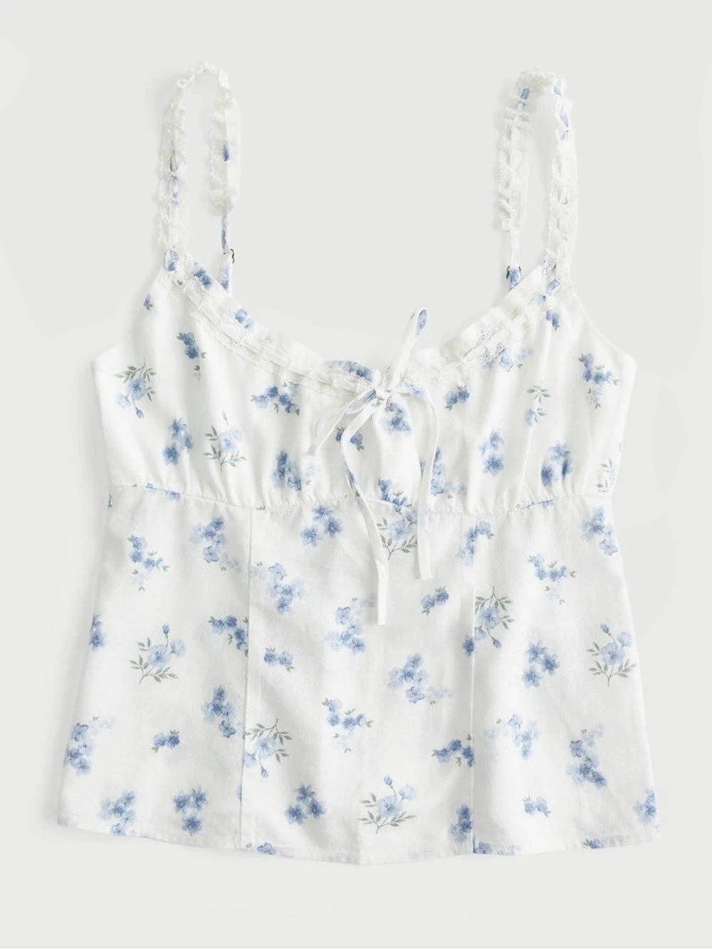 hollister white and blue floral linen cami